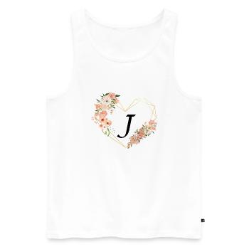 Lettre j cœur doré floral - Débardeur bio Premium Homme - blanc - Devant - Michal (187cm)
