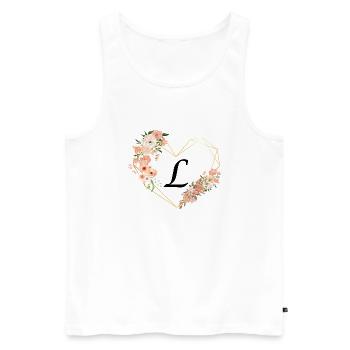 Lettre l cœur doré floral - Débardeur bio Premium Homme - blanc - Devant - AI Model Male 178 light (178cm)