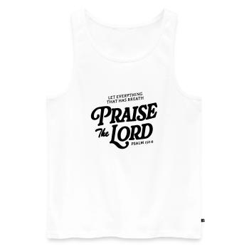 Lobe den Herrn - Männer Premium Bio Tank Top - Weiß - Vorne - Michal (187cm)