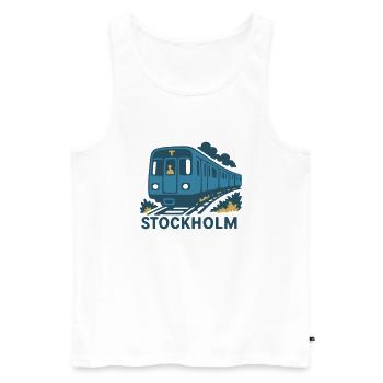 Stockholm Metro - Men's Premium Organic Tank Top - white - Front - AI Model Male 178 light (178cm)