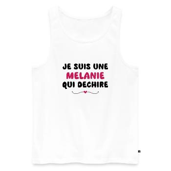 t shirt je suis une Melanie qui déchire - Débardeur bio Premium Homme - blanc - Devant - AI Model Male 178 light (178cm)