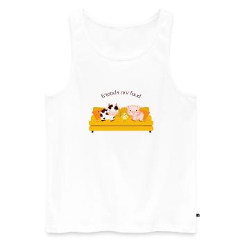 Friends, Not Food – Cow & Pig on the Sofa - Men's Premium Organic Tank Top - white - Front - AI Model Male 178 light (178cm)