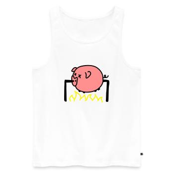 Porc Barbecue - Débardeur bio Premium Homme - blanc - Devant - AI Model Male 178 light (178cm)