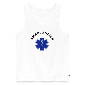 ambulancier logo 3 - Männer Premium Bio Tank Top - Weiß - Vorne - Michal (187cm)