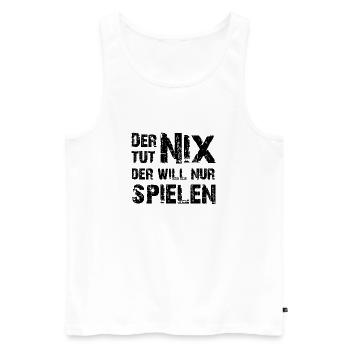 Der tut nix der will nur spielen - Men's Premium Organic Tank Top - white - Front - Michal (187cm)