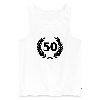 Laurel wreath & Number (50) - Men's Premium Organic Tank Top - white - Front - AI Model Male 178 light (178cm)
