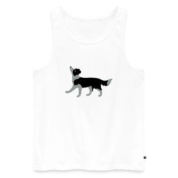 Vektor Border Collie - Männer Premium Bio Tank Top - Weiß - Vorne - AI Model Male 178 light (178cm)