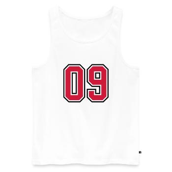 09 sports jersey football number - Débardeur bio Premium Homme - blanc - Devant - AI Model Male 178 light (178cm)