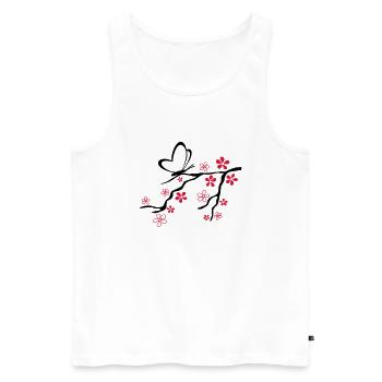 Liebe - Schmetterling Herz Zweig - Männer Premium Bio Tank Top - Weiß - Vorne - Michal (187cm)