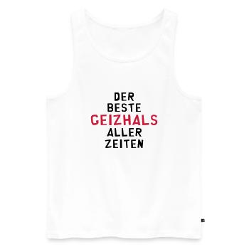 Geizhals - Geizkrägin - Geiz - Geizig - Geld - Männer Premium Bio Tank Top - Weiß - Vorne - AI Model Male 178 light (178cm)