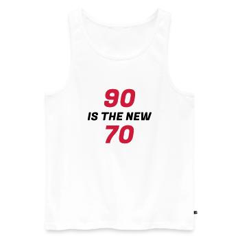 90 - Birthday - Anniversaire - Geburtstag - Humor - Men's Premium Organic Tank Top - white - Front - Michal (187cm)