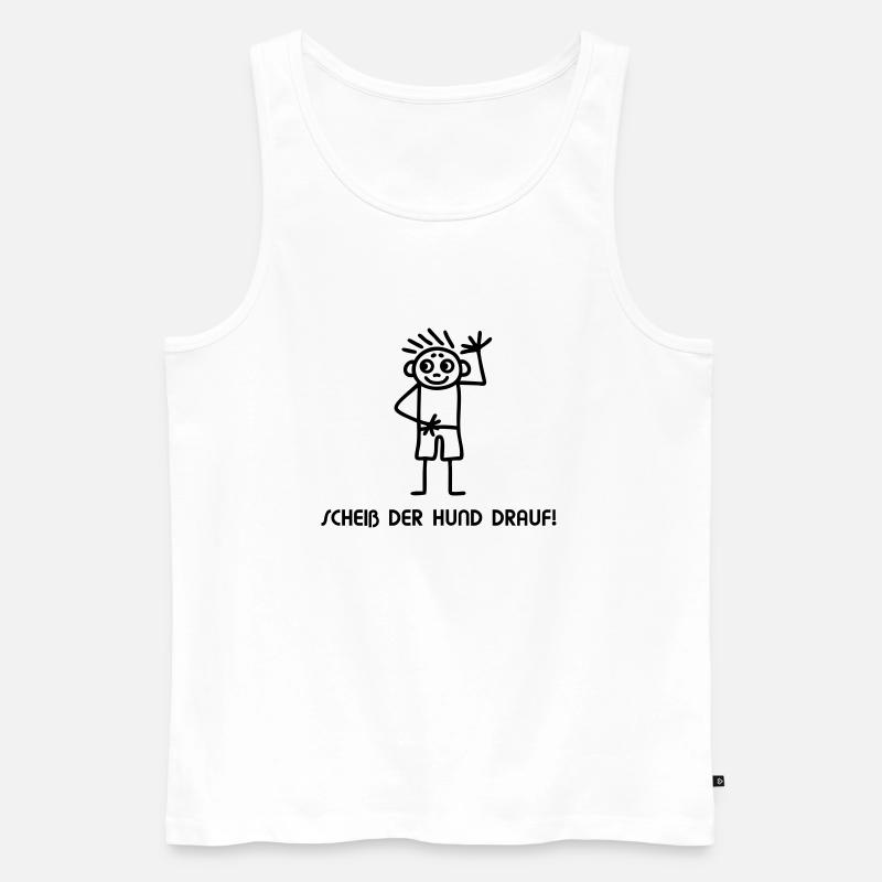 Strichmännchen scheiß drauf - Männer Premium Bio Tank Top - Weiß