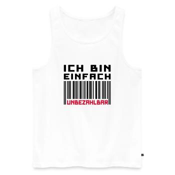 Unbezahlbar (Barcode) - Männer Premium Bio Tank Top - Weiß - Vorne - Michal (187cm)