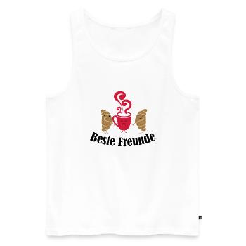 croissant_and_coffee_friends_001 - Männer Premium Bio Tank Top - Weiß - Vorne - Michal (187cm)