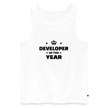 Developer Entwickler Développeur Computer Geek - Men's Premium Organic Tank Top - white - Front - AI Model Male 178 light (178cm)