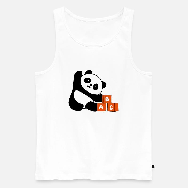 Kubischer Panda mit Buchstaben - Männer Premium Bio Tank Top - Weiß