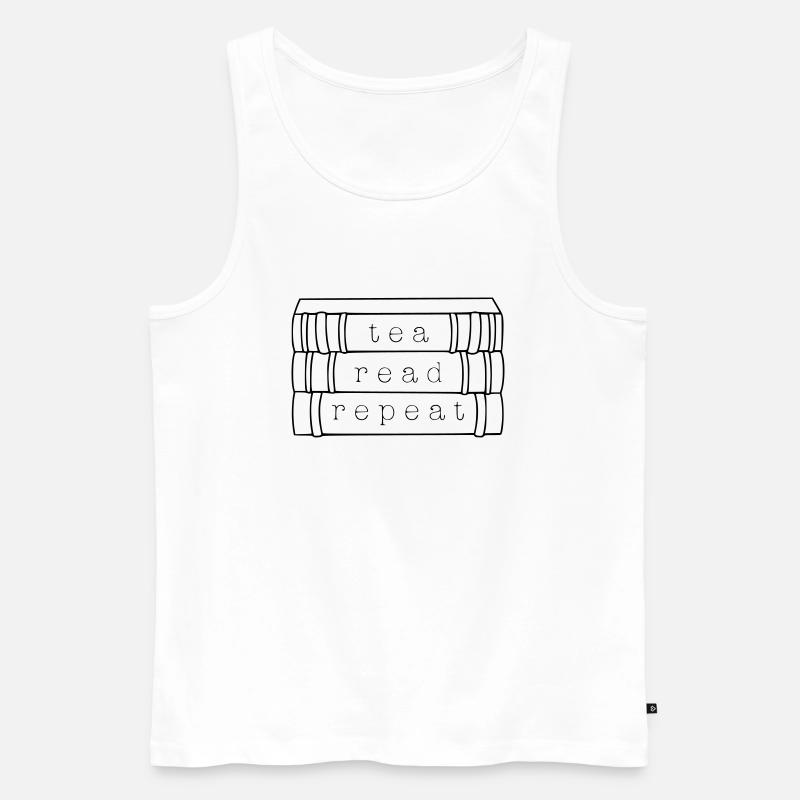 Tea. Read. Repeat. - Männer Premium Bio Tank Top - Weiß