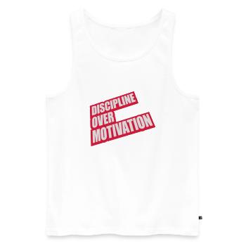 discipline over motivation Zitat - Männer Premium Bio Tank Top - Weiß - Vorne - Michal (187cm)