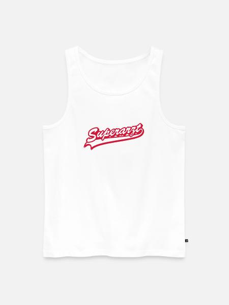 Superarzt (Schriftzug) - Männer Premium Bio Tank Top - Weiß