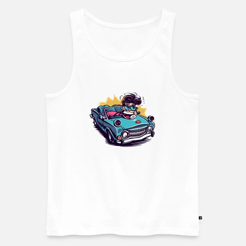 Max im Cabrio - Männer Premium Bio Tank Top - Weiß