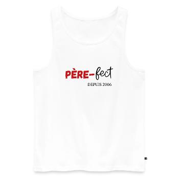 Père fect Depuis 2006 - Débardeur bio Premium Homme - blanc - Devant - Michal (187cm)
