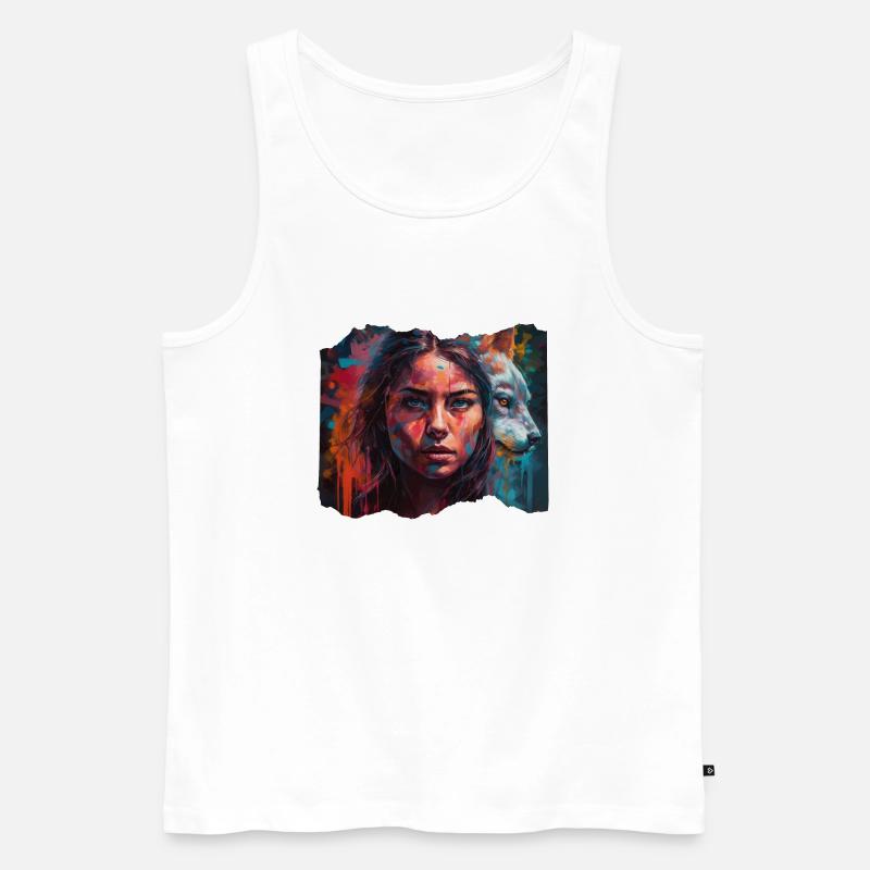 Sie Wolf Tochter - Männer Premium Bio Tank Top - Weiß