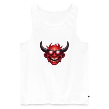 a devil emoji with sunglasses - Männer Premium Bio Tank Top - Weiß - Vorne - Michal (187cm)
