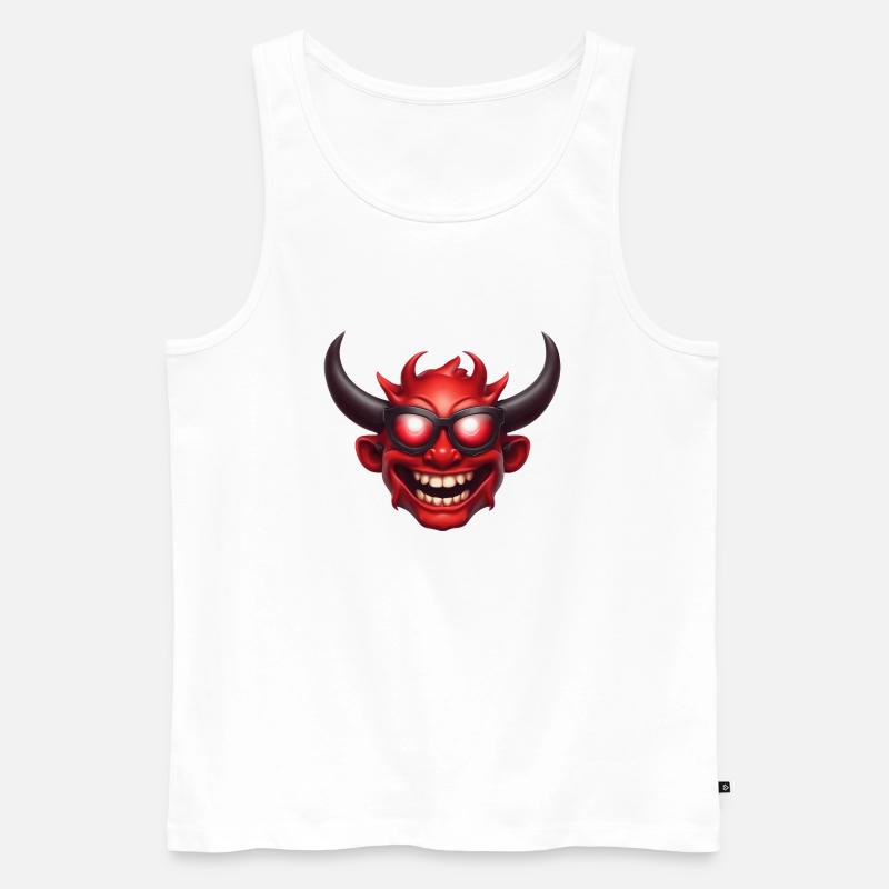 a devil emoji with sunglasses - Männer Premium Bio Tank Top - Weiß