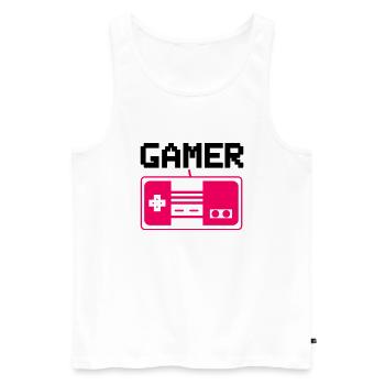 gamer - Männer Premium Bio Tank Top - Weiß - Vorne - Michal (187cm)
