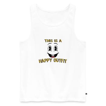 Tenue heureuse drôle souriant dessin animé visage rétro - Débardeur bio Premium Homme - blanc - Devant - AI Model Male 178 light (178cm)