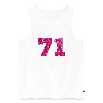 71 Pink Glitter - 71. Geburtstag - Männer Premium Bio Tank Top - Weiß - Vorne - AI Model Male 178 light (178cm)