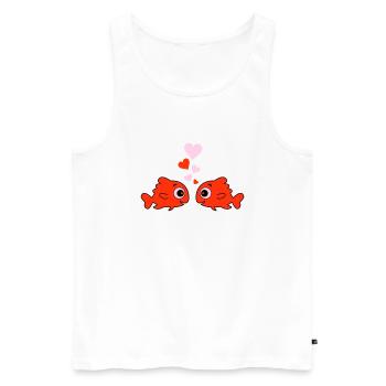 comic fische in love 2 - Männer Premium Bio Tank Top - Weiß - Vorne - AI Model Male 178 light (178cm)