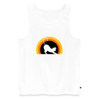 Cat > Vector Graphic ! Cat - Men's Premium Organic Tank Top - white - Front - AI Model Male 178 light (178cm)
