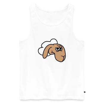 Sheep looks skeptical, critical, suspicious stares - Men's Premium Organic Tank Top - white - Front - Michal (187cm)