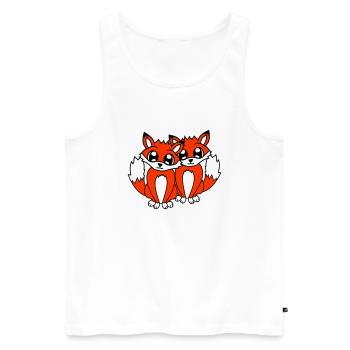 2 Foxes Friends Red Fox Two Wild Animals Team - Men's Premium Organic Tank Top - white - Front - Michal (187cm)