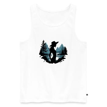 Silhouette of a Woman in Nature - Men's Premium Organic Tank Top - white - Front - Michal (187cm)