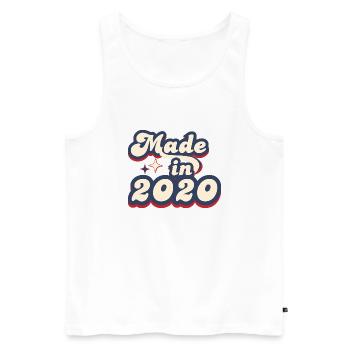 Hergestellt im Jahr 2020 Retro - Männer Premium Bio Tank Top - Weiß - Vorne - Michal (187cm)