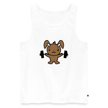 Bunny Bodybuilder Gym Muscles Fort Fitness Poids - Débardeur bio Premium Homme - blanc - Devant - Michal (187cm)