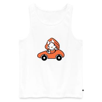 oiseau dame femme femme voiture conduite canard caneton - Débardeur bio Premium Homme - blanc - Devant - Michal (187cm)