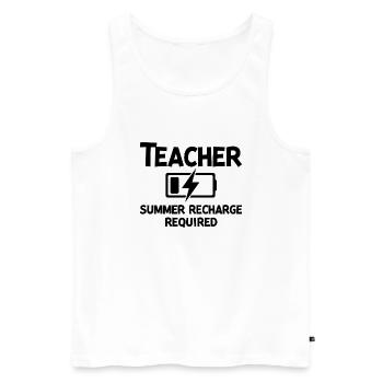 Recharge d’été pour les enseignants - Débardeur bio Premium Homme - blanc - Devant - AI Model Male 178 light (178cm)