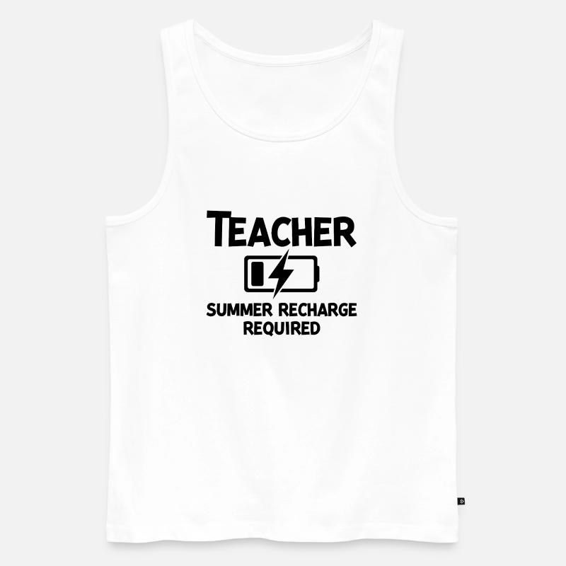 Teacher Summer Recharge Required - Men's Premium Organic Tank Top - white