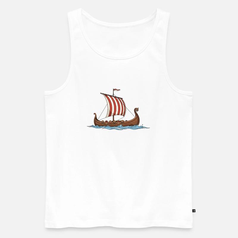 Wikingerboot - Männer Premium Bio Tank Top - Weiß