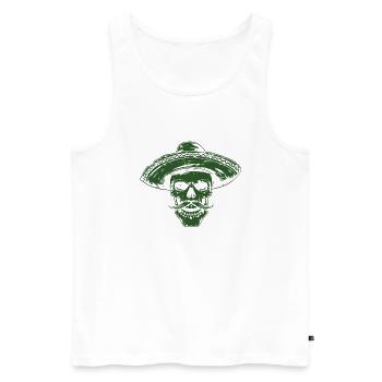 Skelett Totenkopf Sombrero Mexikaner - Männer Premium Bio Tank Top - Weiß - Vorne - Michal (187cm)