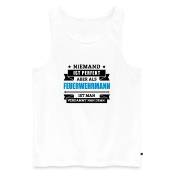 Funshirt Feuerwehrmann - Männer Premium Bio Tank Top - Weiß - Vorne - AI Model Male 178 light (178cm)