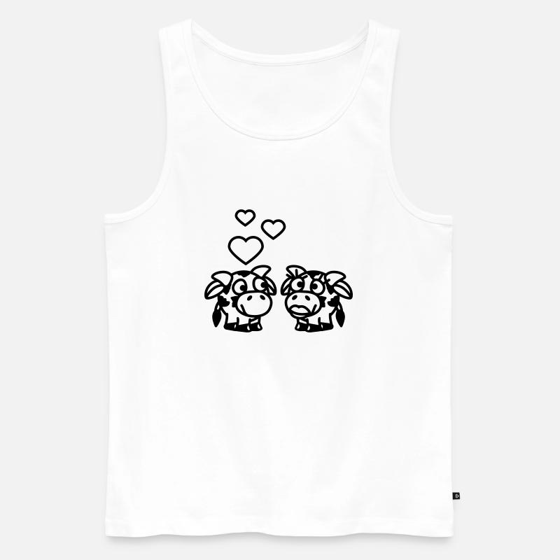 smiley_cows_in_love_1c - Männer Premium Bio Tank Top - Weiß