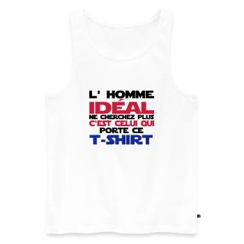 l'homme idéal - Débardeur bio Premium Homme - blanc - Devant - AI Model Male 178 light (178cm)