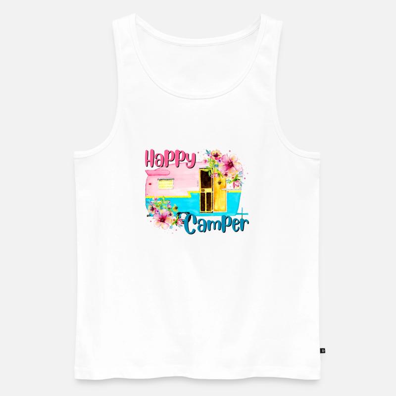 Glücklicher Camper - Männer Premium Bio Tank Top - Weiß