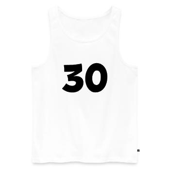 30 - Männer Premium Bio Tank Top - Weiß - Vorne - Michal (187cm)