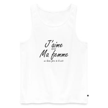 J'aime quand ma femme me laisse faire de la moto - Débardeur bio Premium Homme - blanc - Devant - Michal (187cm)