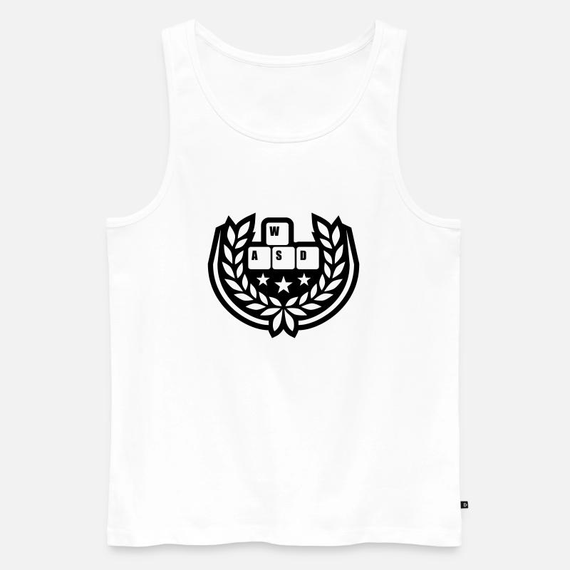 Computer WASD Lorbeerkranz Sterne - Männer Premium Bio Tank Top - Weiß